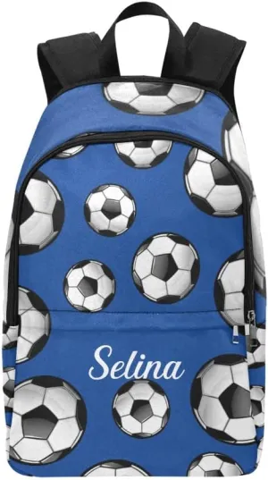 Personalized Soccer Ball Pattern Backpack with Name Custom Travel Daypack Bag for Man Woman Gifts