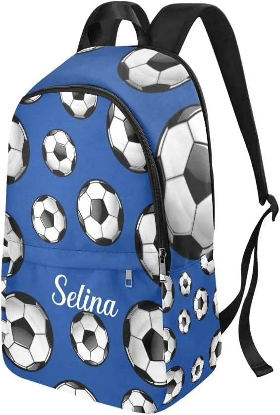 Personalized Soccer Ball Pattern Backpack with Name Custom Travel Daypack Bag for Man Woman Gifts
