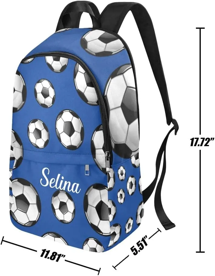 Personalized Soccer Ball Pattern Backpack with Name Custom Travel Daypack Bag for Man Woman Gifts