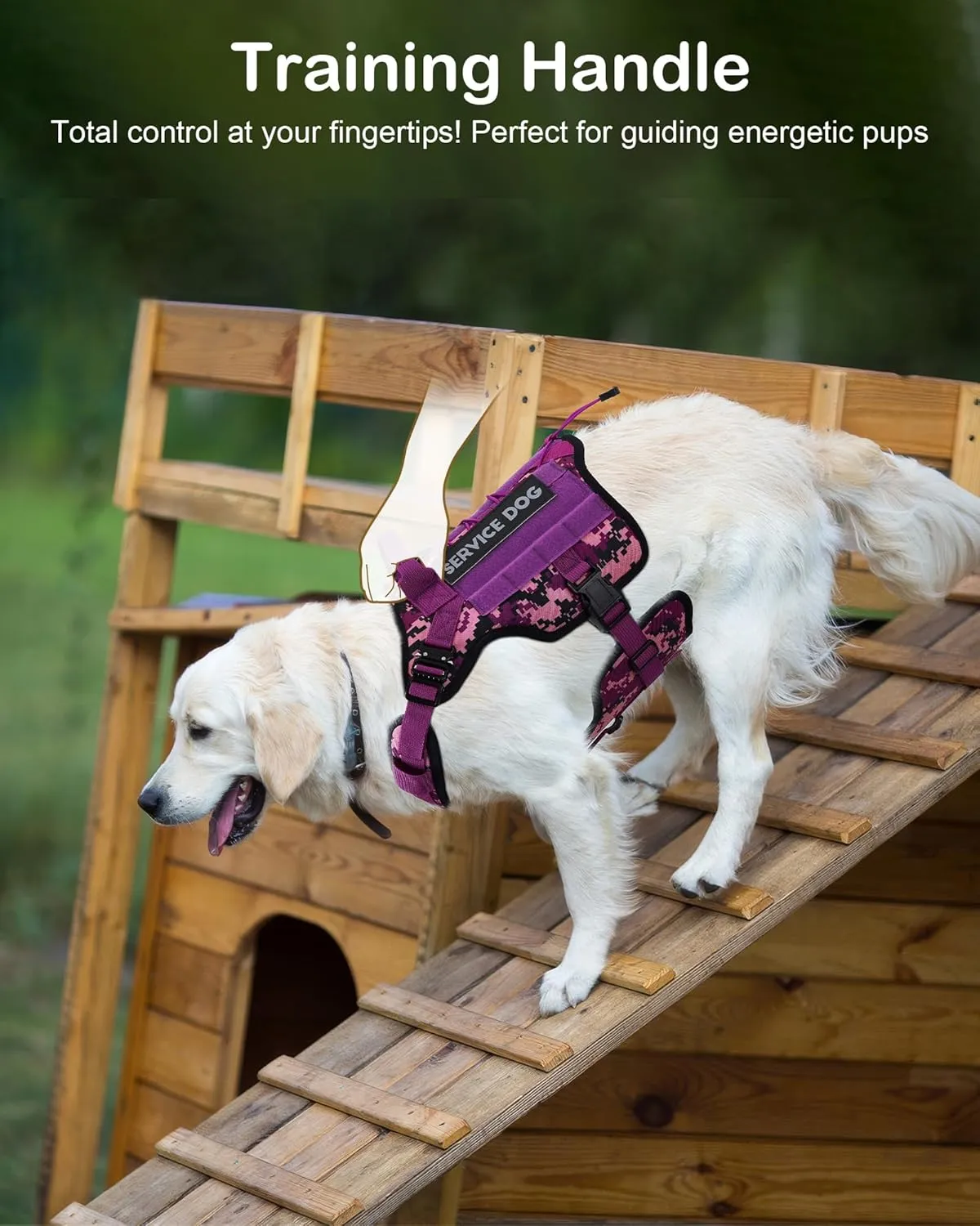 PETNANNY Tactical Dog Harness Reflective with ID Card,Service Dog Vest Harness for Medium Large Dogs,Emotional Support Vest with Padded Handle，2 Reflective Patches for Training Hunting（Purple Camo,M）