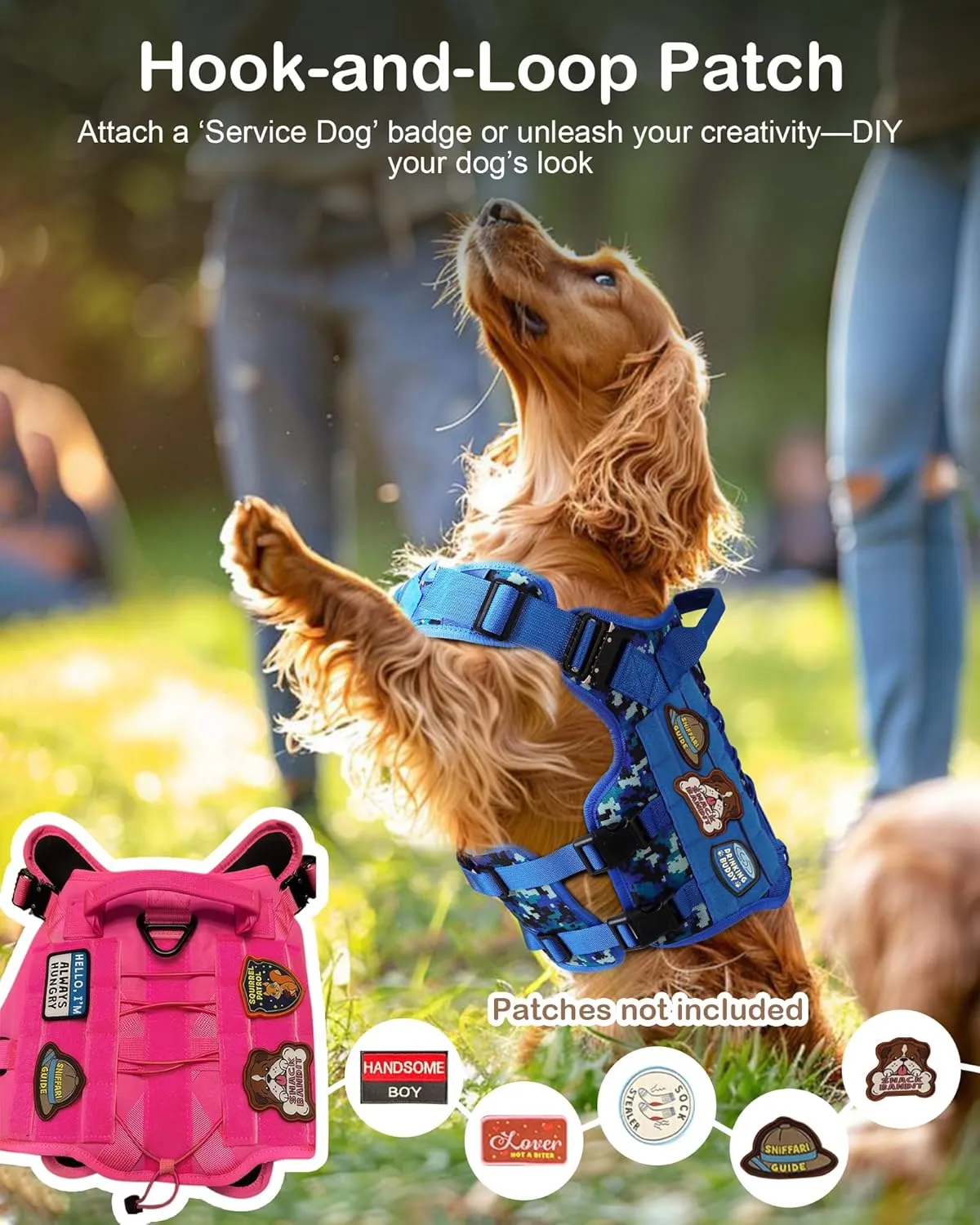 PETNANNY Tactical Dog Harness Reflective with ID Card,Service Dog Vest Harness for Medium Large Dogs,Emotional Support Vest with Padded Handle，2 Reflective Patches for Training Hunting（Purple Camo,M）