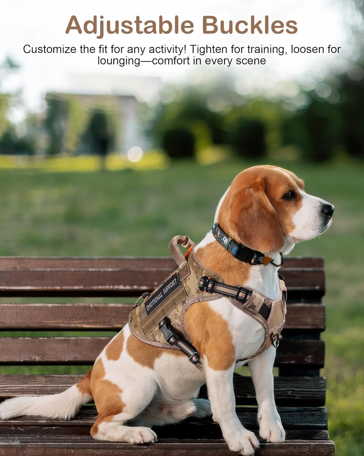 PETNANNY Tactical Dog Harness Reflective with ID Card,Service Dog Vest Harness for Medium Large Dogs,Emotional Support Vest with Padded Handle，2 Reflective Patches for Training Hunting（Purple Camo,M）