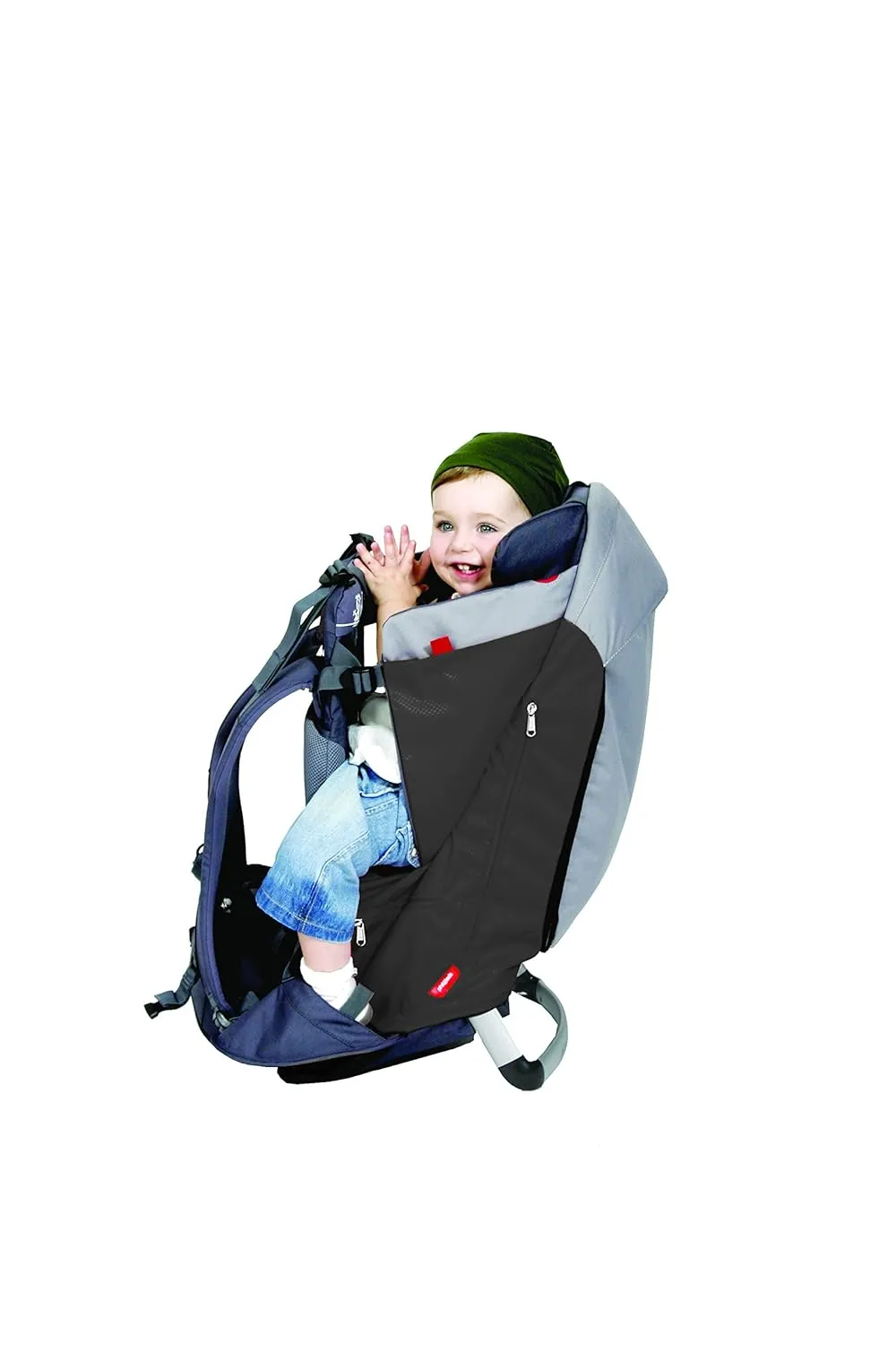phil&teds Escape Child Carrier Frame Backpack, Charcoal – Height Adjustable Body-Tech Harness - Articulating Dual Core Waist Belt – Includes Hood, Daypack, Change Mat – 30L Storage – 2 Year Guarantee