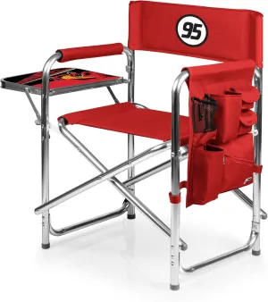 PICNIC TIME Disney Pixar Cars Lightning McQueen Sports Chair with Side Table, Beach Chair, Camp Chair for Adults, (Red)