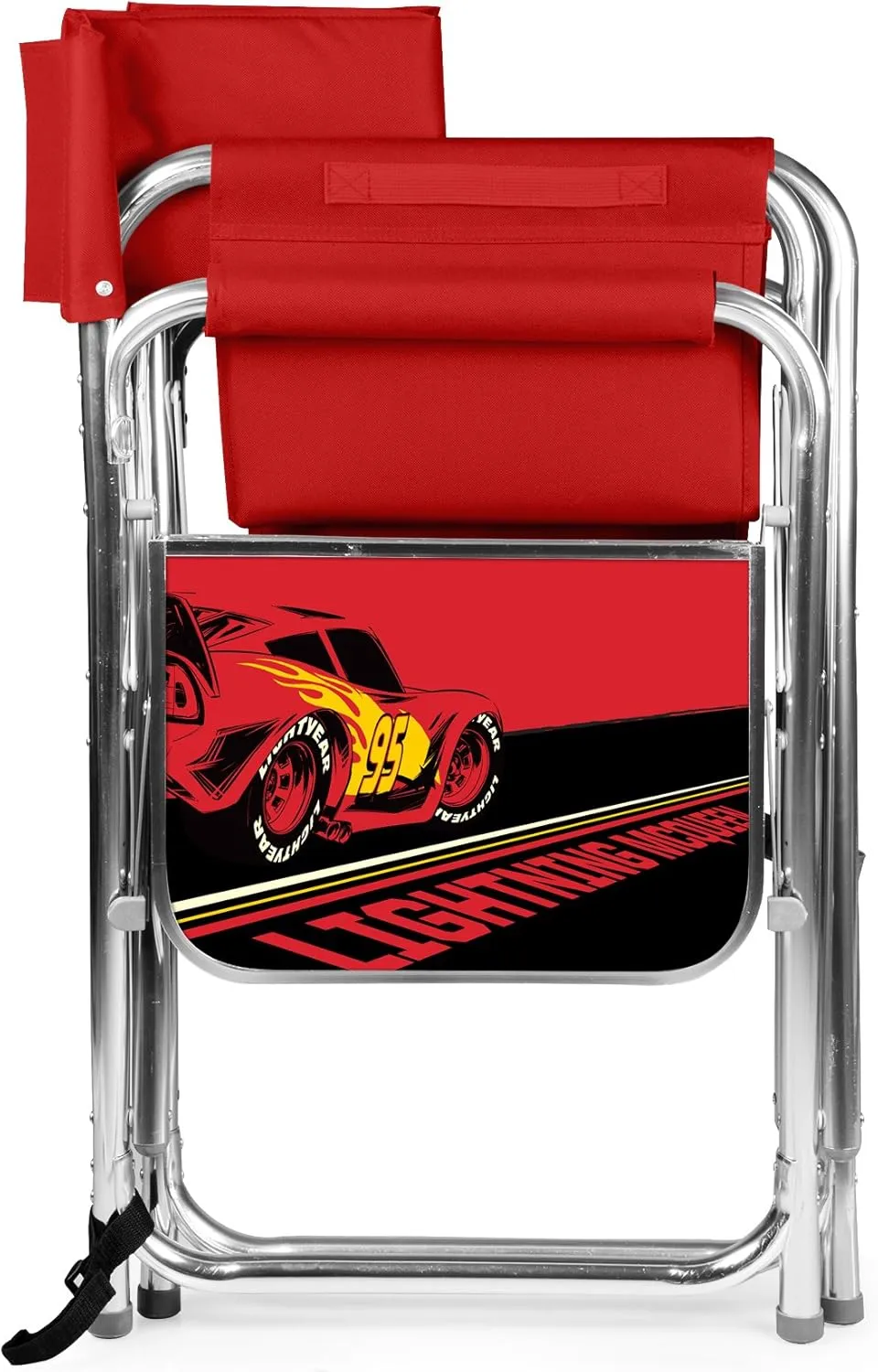 PICNIC TIME Disney Pixar Cars Lightning McQueen Sports Chair with Side Table, Beach Chair, Camp Chair for Adults, (Red)