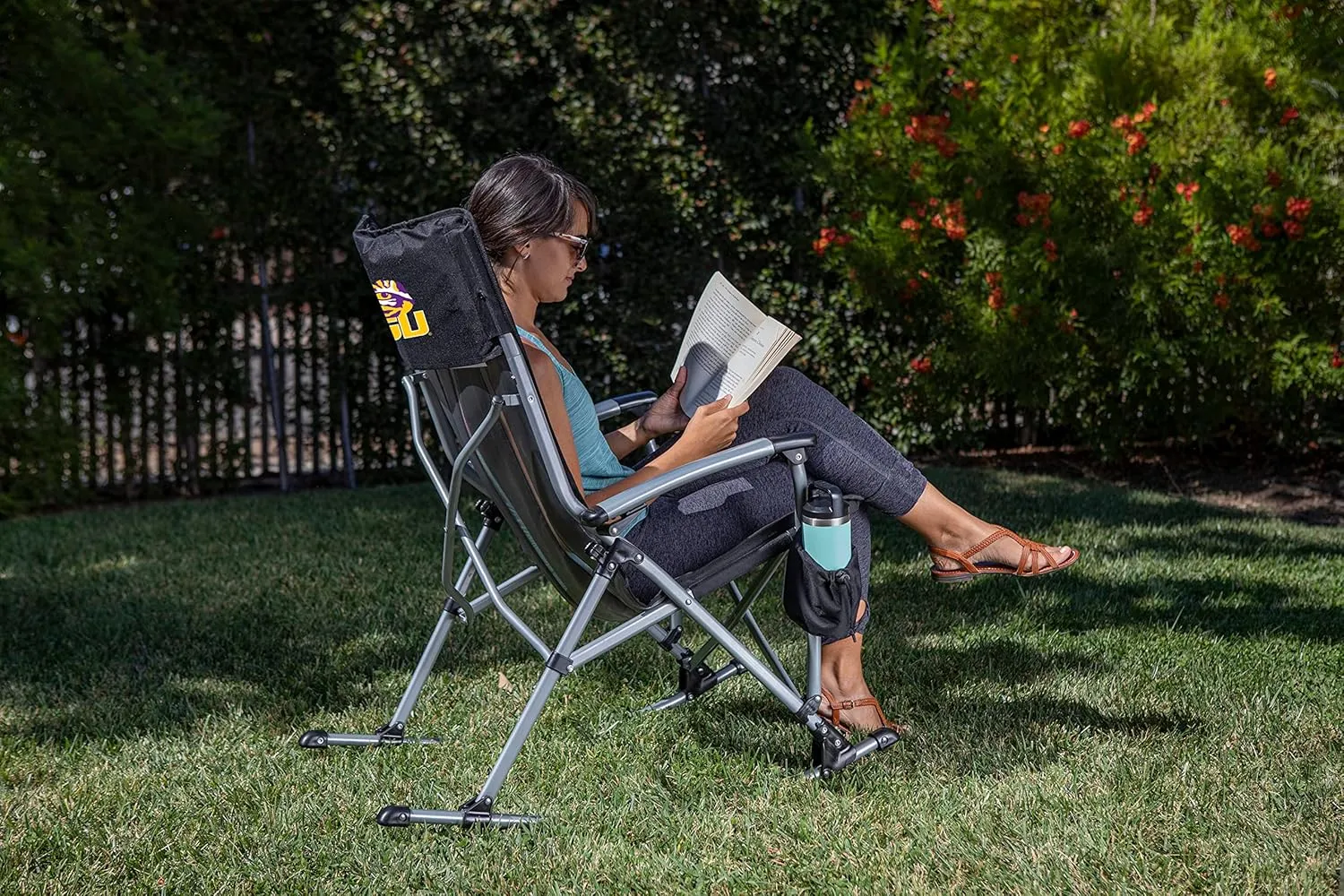 PICNIC TIME NCAA Outdoor Rocking, XL Heavy Duty Camping Chair for Adults