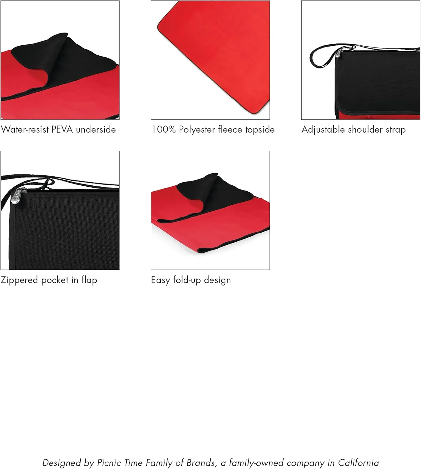 PICNIC TIME NCAA Unisex-Adult NCAA Blanket Tote Outdoor Picnic Blanket