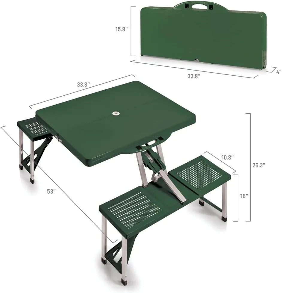 PICNIC TIME NFL New York Jets Football Field Design Portable Folding Table/Seats, Green, One Size (811-00-121-225-2)