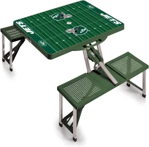 PICNIC TIME NFL New York Jets Football Field Design Portable Folding Table/Seats, Green, One Size (811-00-121-225-2)
