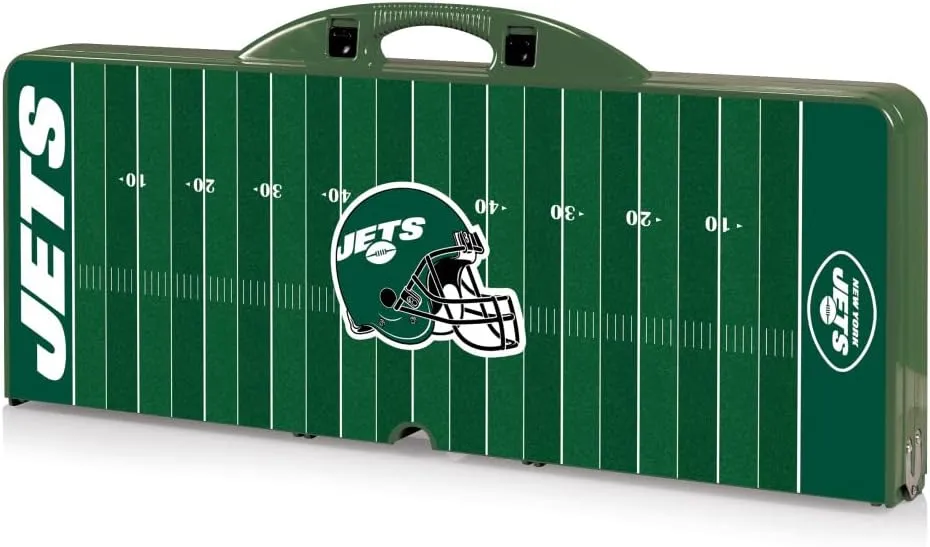 PICNIC TIME NFL New York Jets Football Field Design Portable Folding Table/Seats, Green, One Size (811-00-121-225-2)