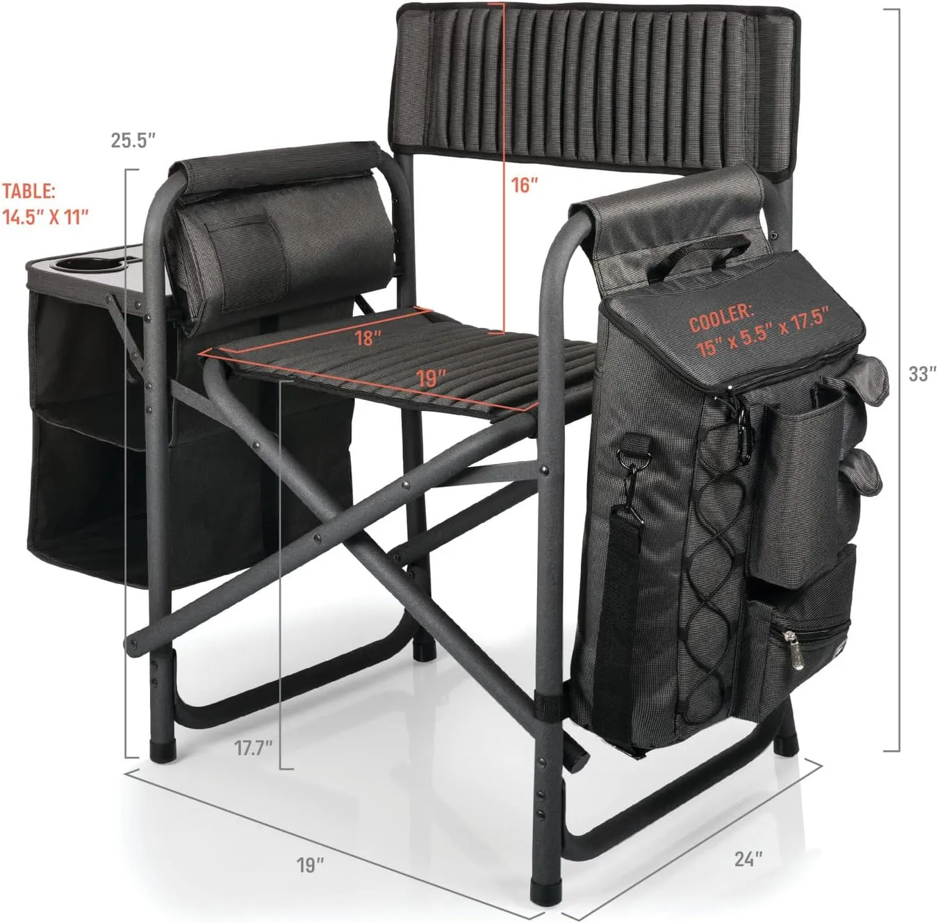 PICNIC TIME NFL Unisex-Adult NFL Fusion Camping Chair with Side Table and Soft Cooler, Beach Chair for Adults, Lawn Chair
