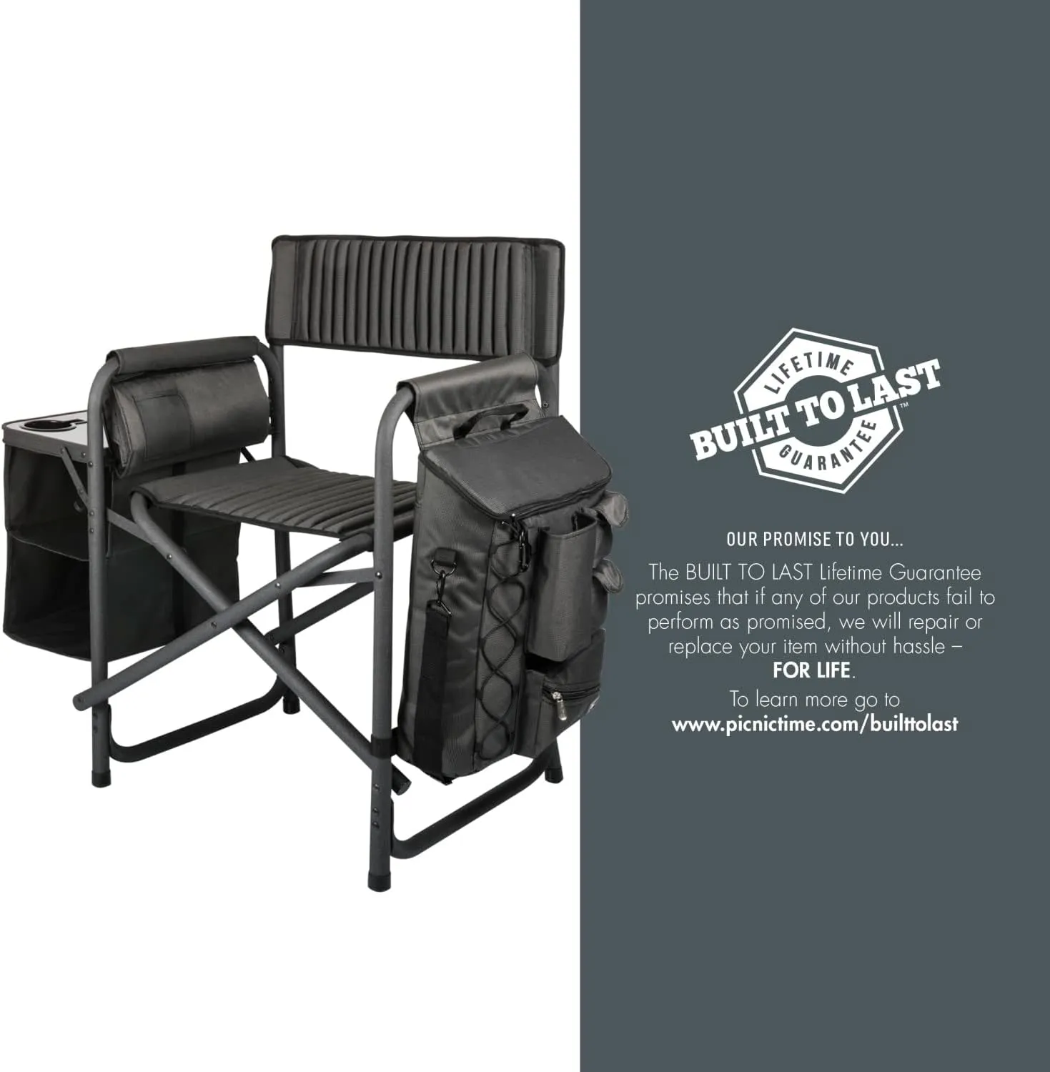 PICNIC TIME NFL Unisex-Adult NFL Fusion Camping Chair with Side Table and Soft Cooler, Beach Chair for Adults, Lawn Chair