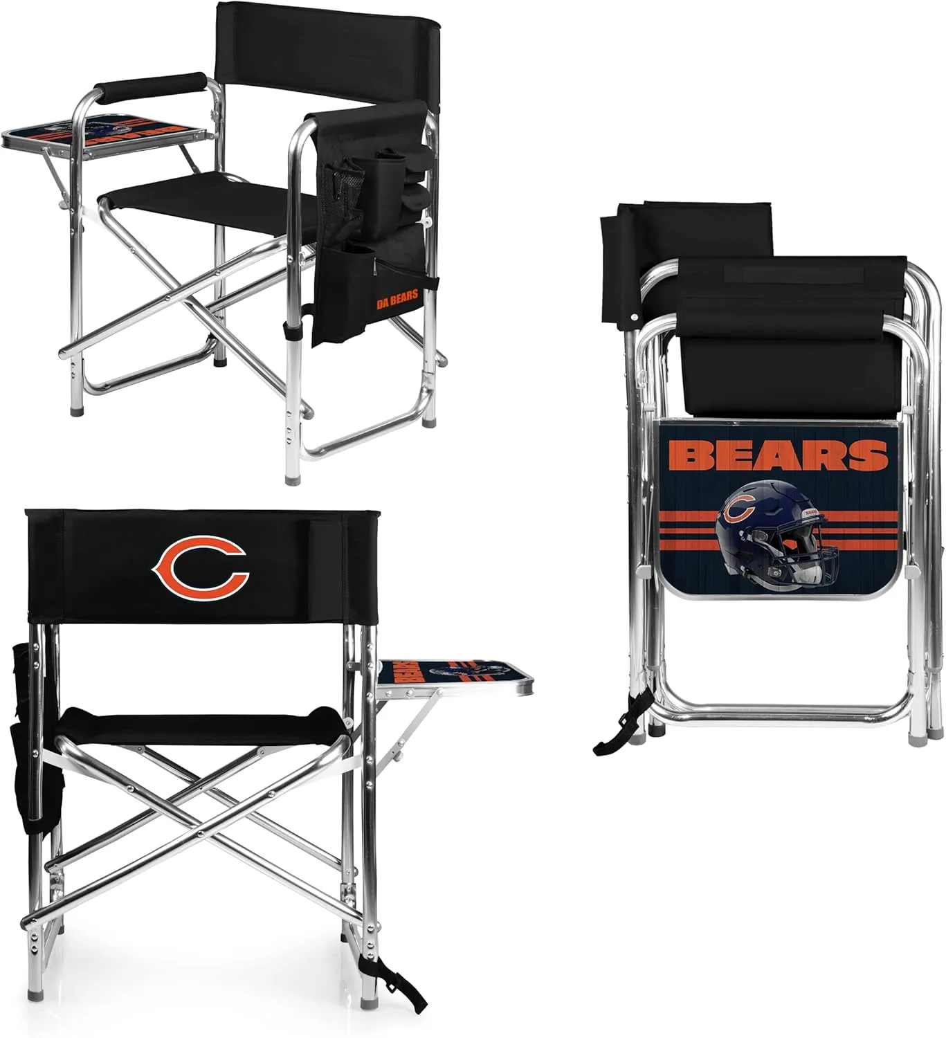 PICNIC TIME NFL Unisex-Adult NFL Sports Chair with Side Table, Beach Chair, Camp Chair for Adults
