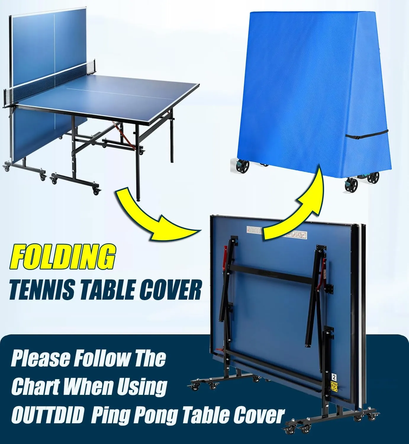 Ping Pong Table Cover 600D Heavy Duty Waterproof for Outdoor & Indoor Foldable 9 x 5 FT Folding Table Tennis Tables