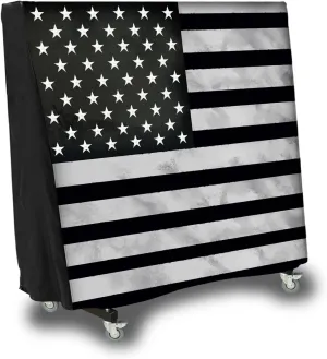 Ping Pong Table Cover, Waterproof & Dustproof Outdoor/Indoor Polyester Taffeta Cloth Ping Pong Table Cover，Scratch-Resistant Foldable (Black White flag)
