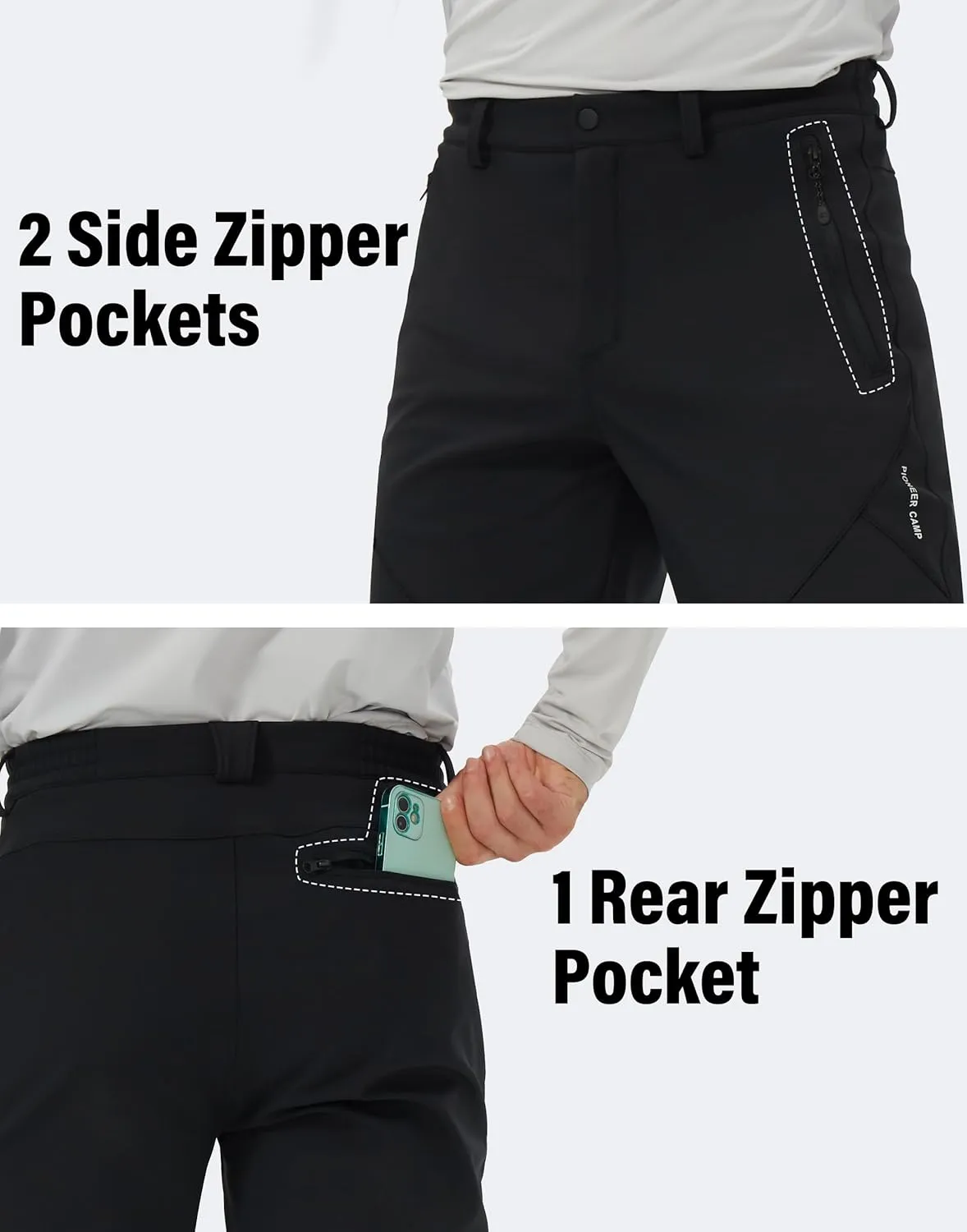 Pioneer Camp Men's Fleece Lined Outdoor Hiking Pants Insulated Waterproof Warm Softshell Windproof Work Pant