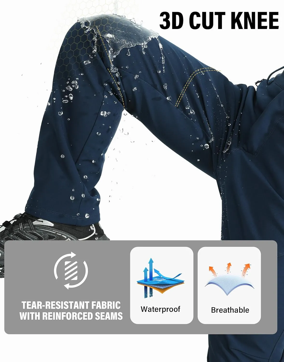 Pioneer Camp Men's Fleece Lined Outdoor Hiking Pants Insulated Waterproof Warm Softshell Windproof Work Pant