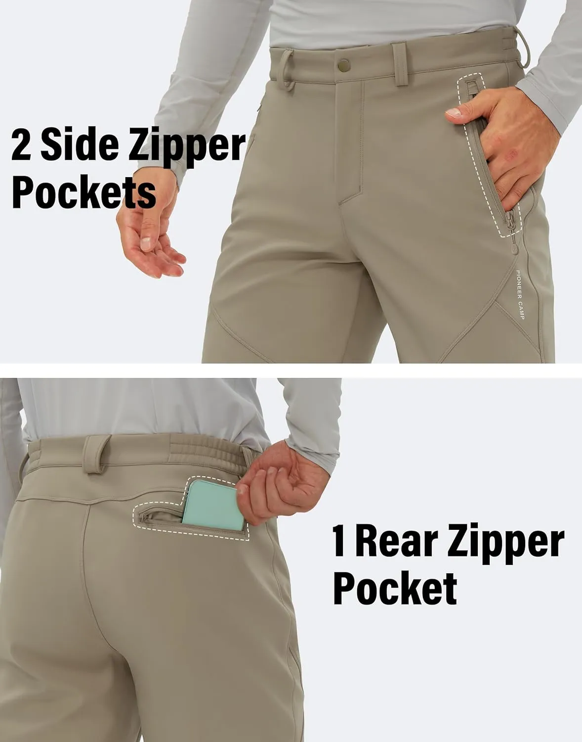 Pioneer Camp Men's Fleece Lined Outdoor Hiking Pants Insulated Waterproof Warm Softshell Windproof Work Pant