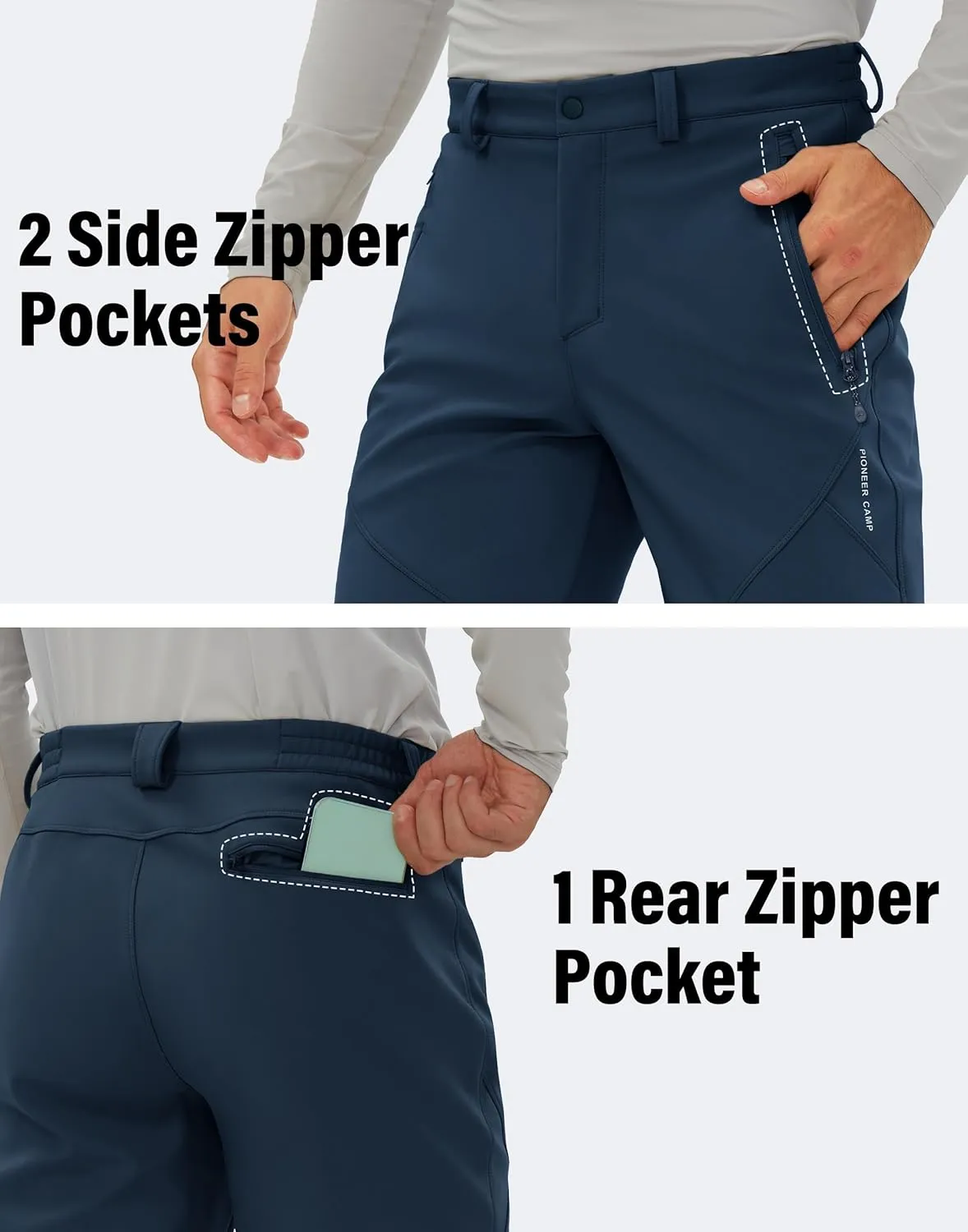 Pioneer Camp Men's Fleece Lined Outdoor Hiking Pants Insulated Waterproof Warm Softshell Windproof Work Pant