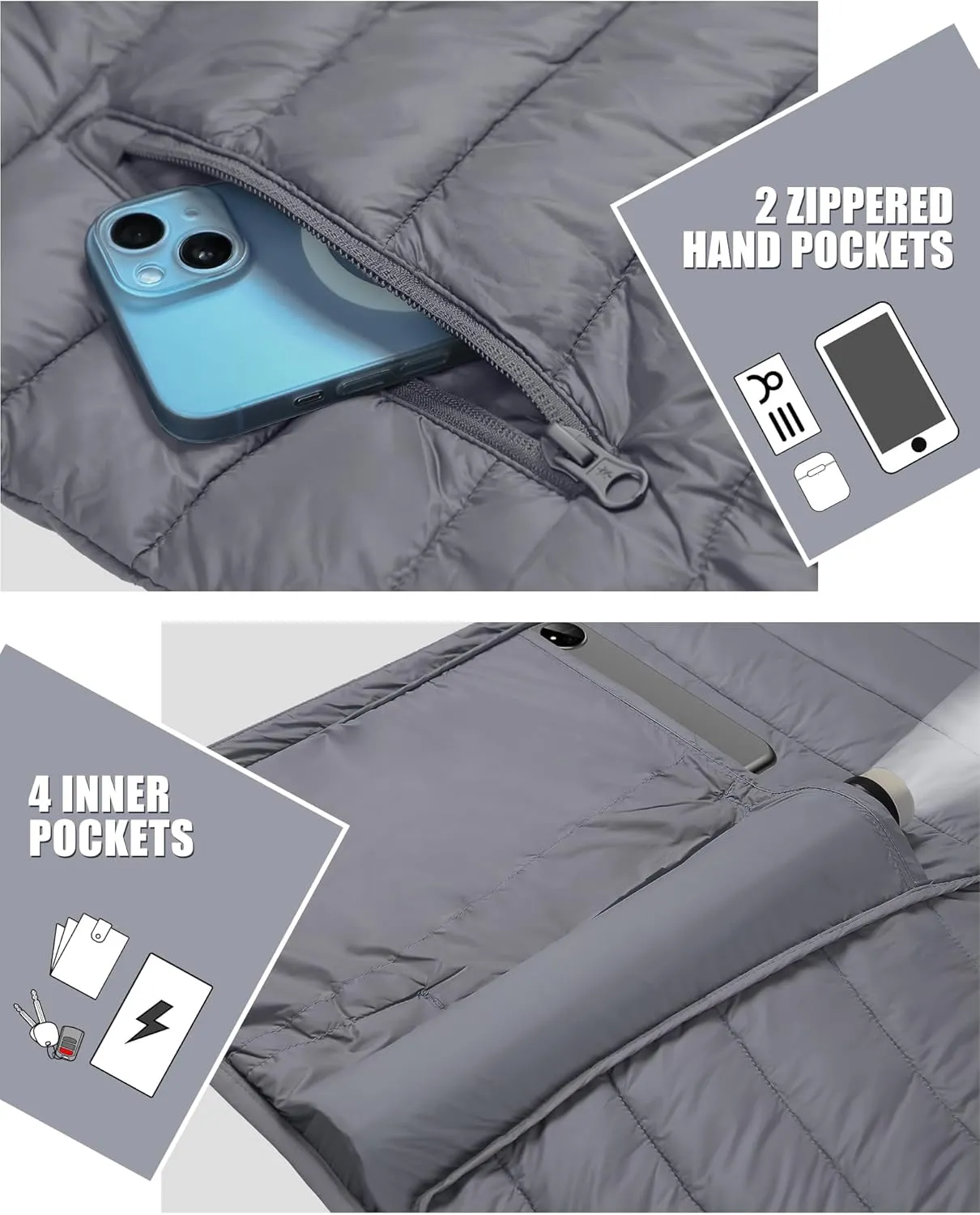 Pioneer Camp Mens Lightweight Packable Puffer Jacket Hooded Insulated Thermal Puffy Winter Jackets for Running Travel