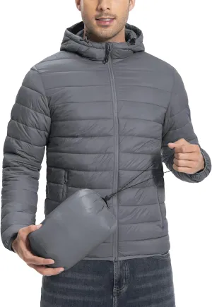 Pioneer Camp Mens Lightweight Packable Puffer Jacket Hooded Insulated Thermal Puffy Winter Jackets for Running Travel