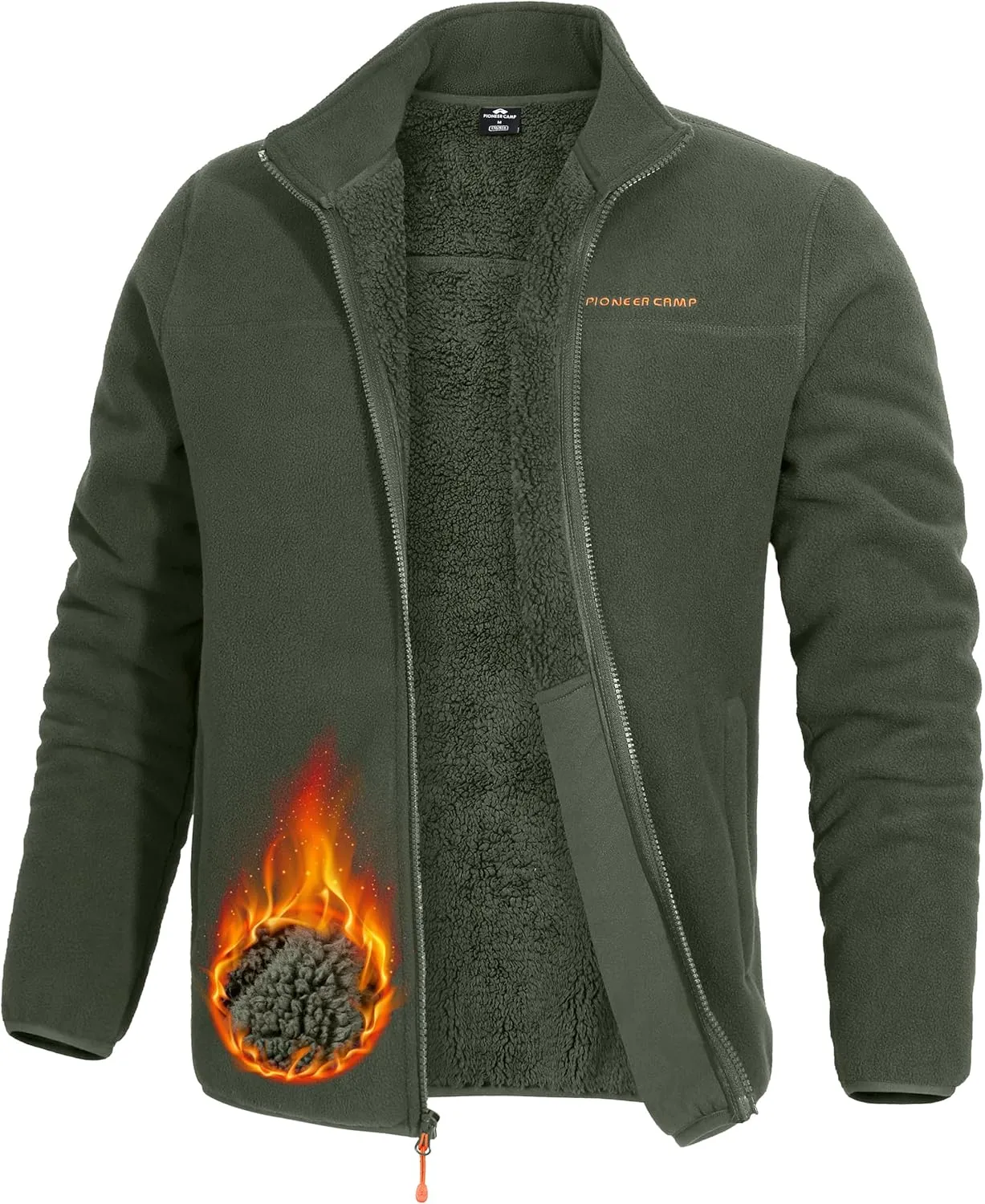Pioneer Camp Men's Polar Fleece Sherpa Lined Jacket Warm Full Zip Up Thick Jacket Soft Outwear Winter Coat with Zipper Pocket