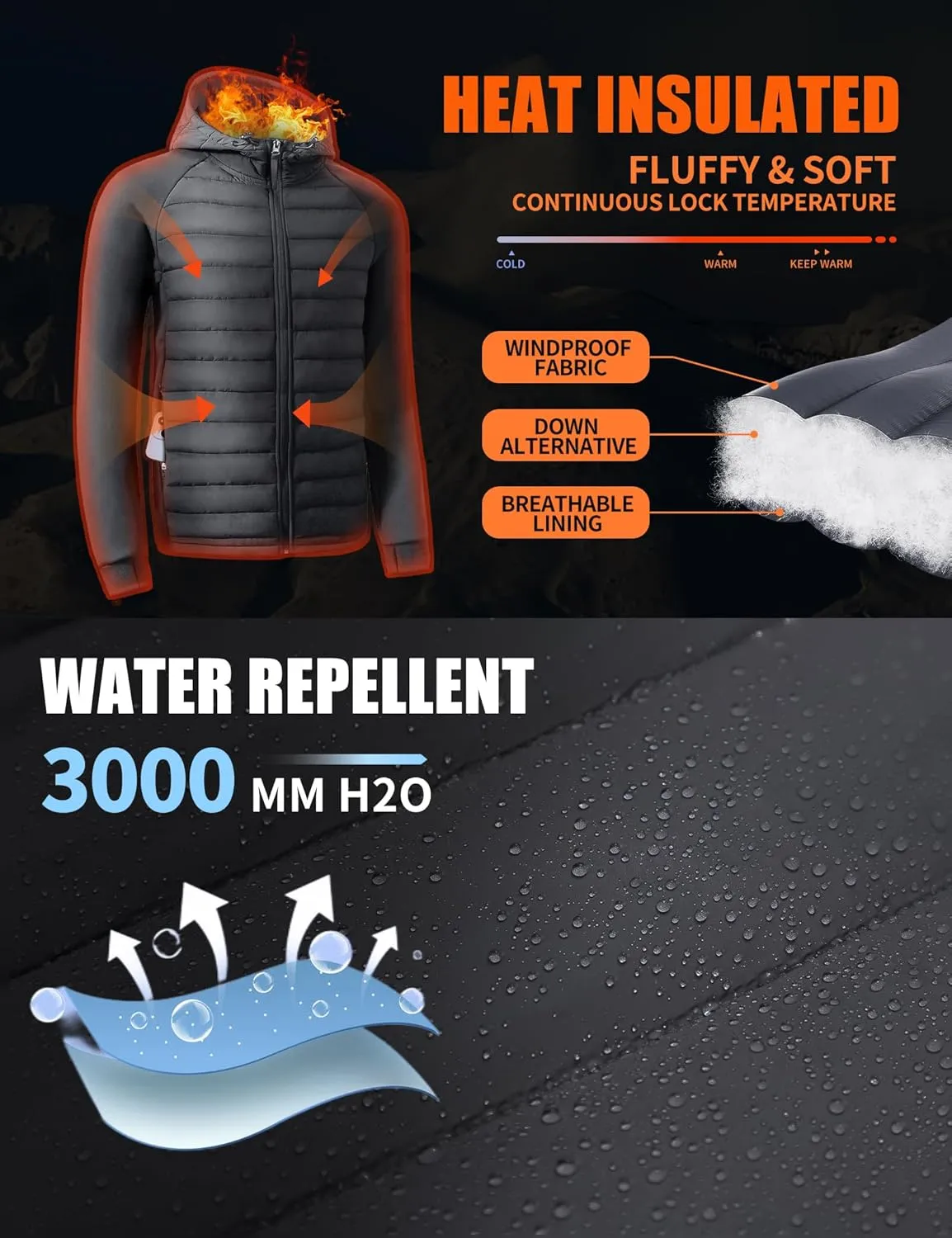 Pioneer Camp Men's Running Jacket Lightweight Puffer Jacket Hybrid Winter Warm Up Insulated Thermal Coat Hiking Golf Sports
