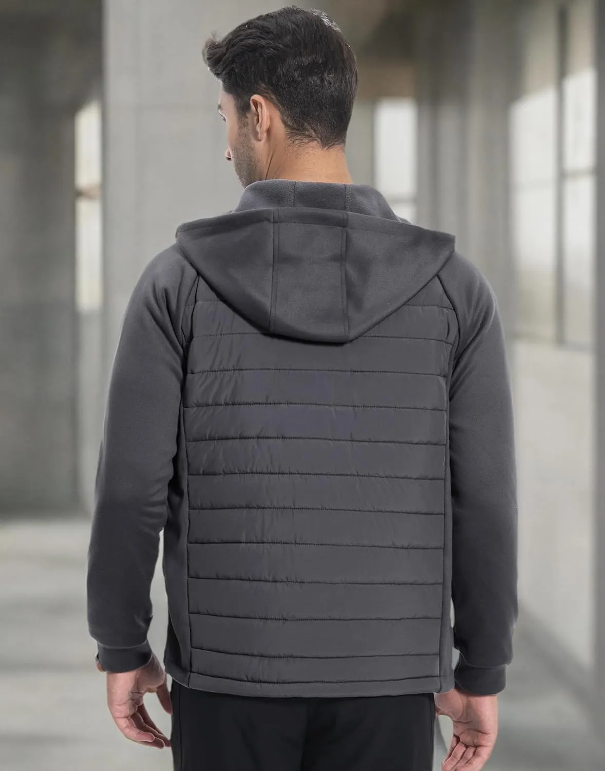 Pioneer Camp Men's Running Jacket Lightweight Puffer Jacket Hybrid Winter Warm Up Insulated Thermal Coat Hiking Golf Sports
