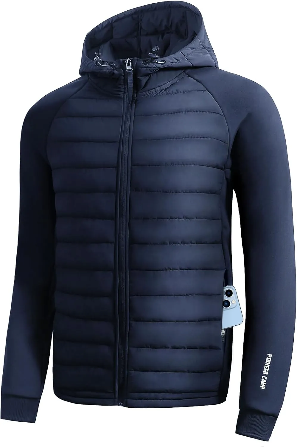 Pioneer Camp Men's Running Jacket Lightweight Puffer Jacket Hybrid Winter Warm Up Insulated Thermal Coat Hiking Golf Sports