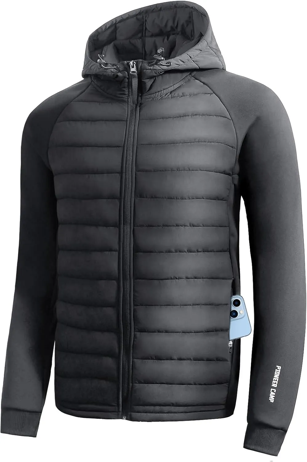 Pioneer Camp Men's Running Jacket Lightweight Puffer Jacket Hybrid Winter Warm Up Insulated Thermal Coat Hiking Golf Sports