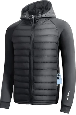 Pioneer Camp Men's Running Jacket Lightweight Puffer Jacket Hybrid Winter Warm Up Insulated Thermal Coat Hiking Golf Sports