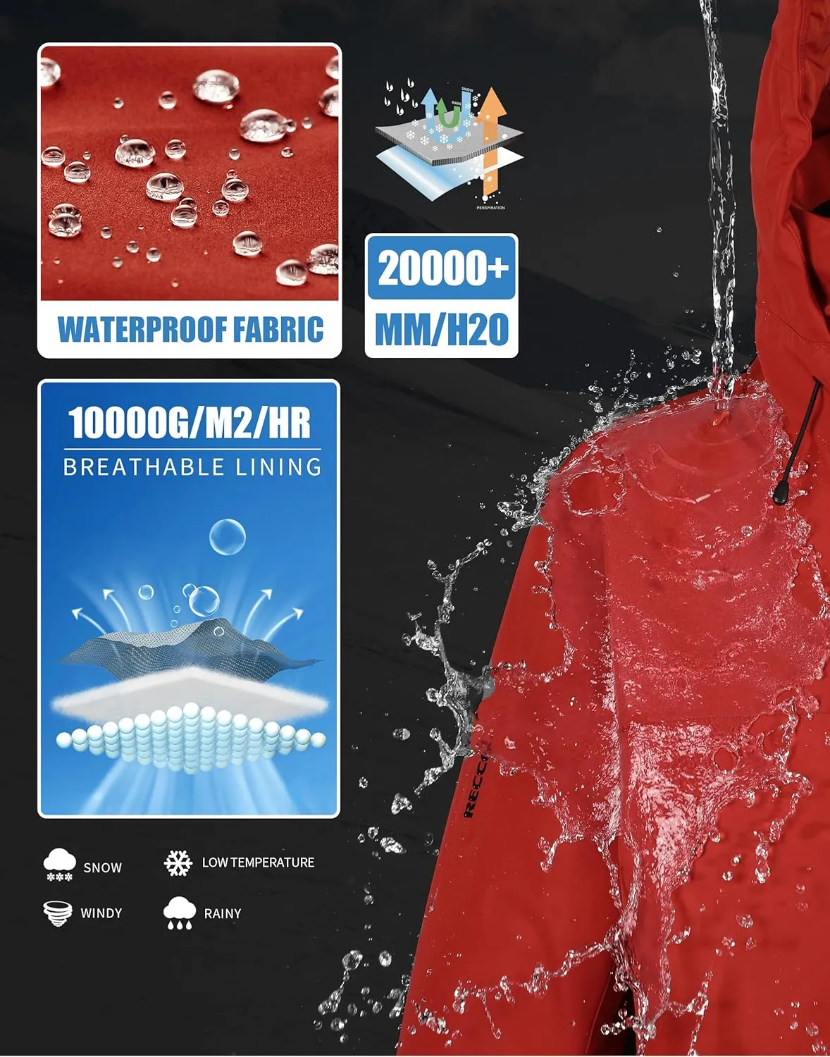 Pioneer Camp Men's Ski Jacket Waterproof Insulated Snowboard Gear Cold Weather Winter Warm Mountain Snow Coat