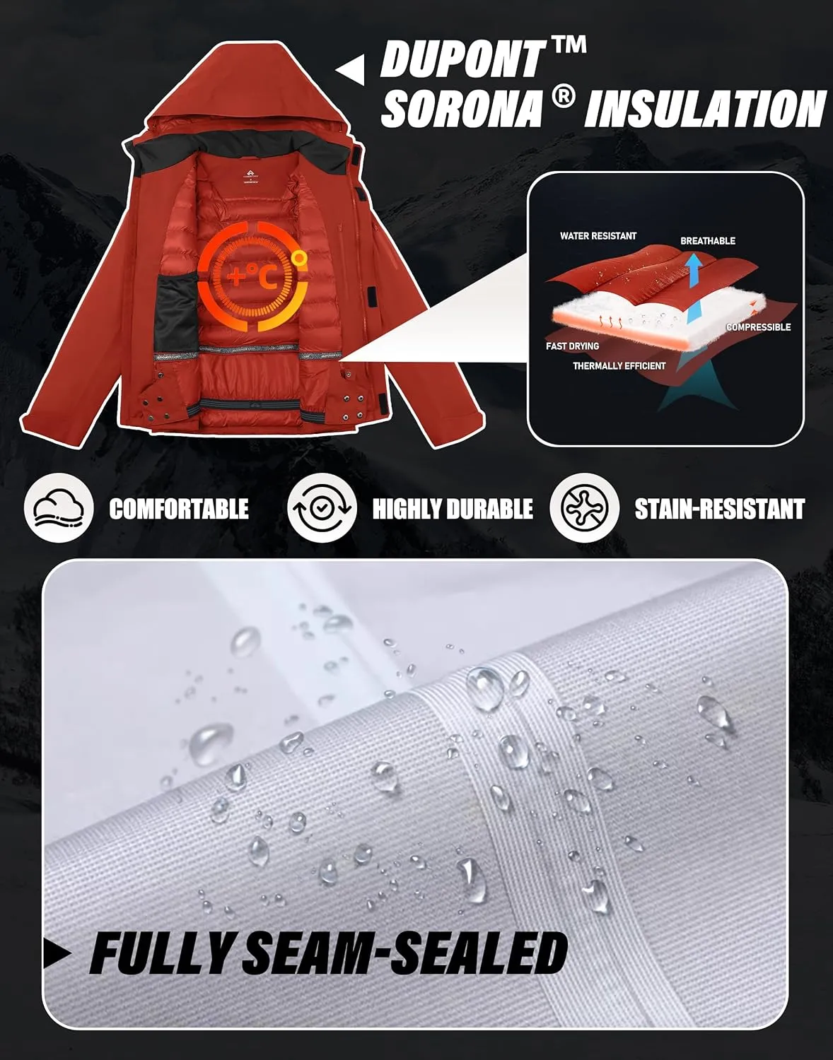 Pioneer Camp Men's Waterproof Ski Jacket Insulated Winter Snow Coat Warm Windproof Mountain Snowboard Hooded Raincoat Gear
