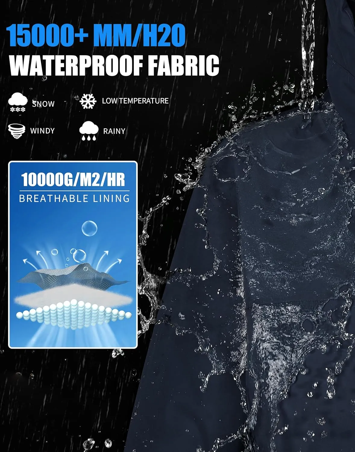 Pioneer Camp Men's Waterproof Ski Jacket Insulated Winter Snow Coat Warm Windproof Mountain Snowboard Hooded Raincoat Gear