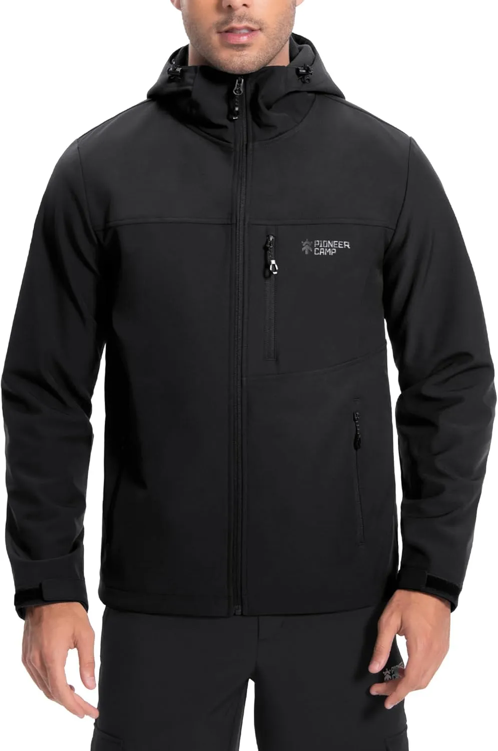 Pioneer Camp Softshell Jacket for Men Fleece Lined Hooded Waterproof Winter tactical windbreaker Jacket with 7 Pockets