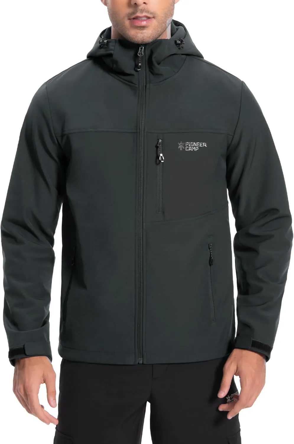 Pioneer Camp Softshell Jacket for Men Fleece Lined Hooded Waterproof Winter tactical windbreaker Jacket with 7 Pockets