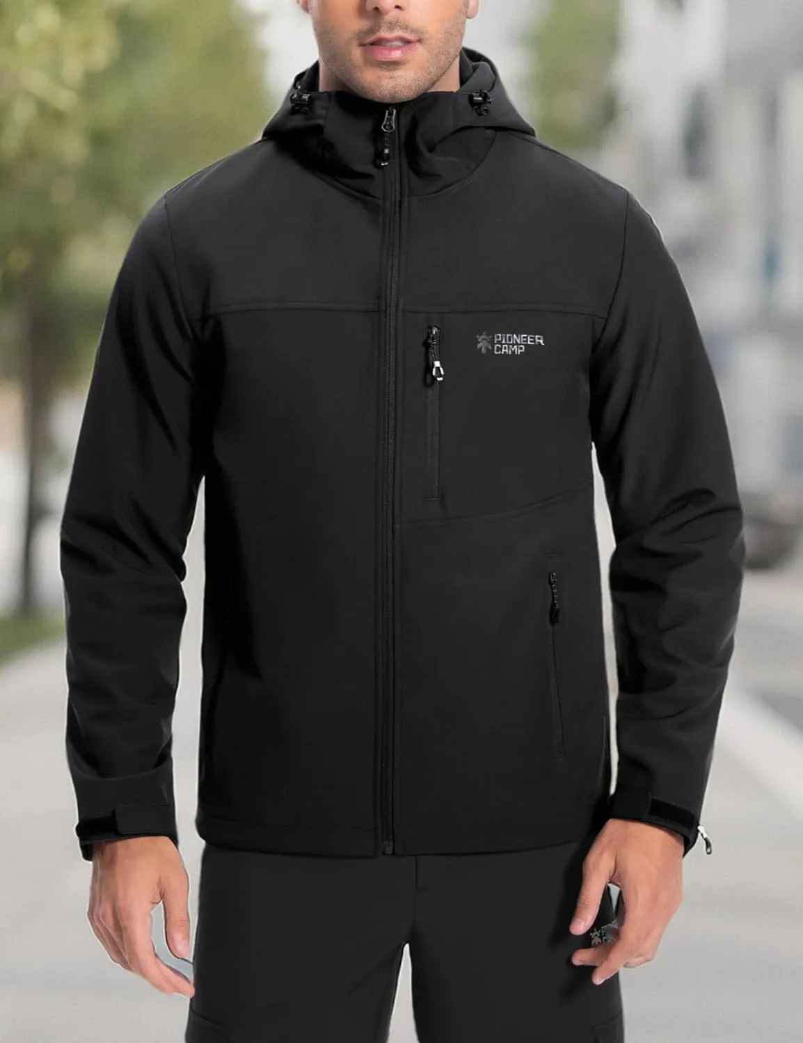 Pioneer Camp Softshell Jacket for Men Fleece Lined Hooded Waterproof Winter tactical windbreaker Jacket with 7 Pockets