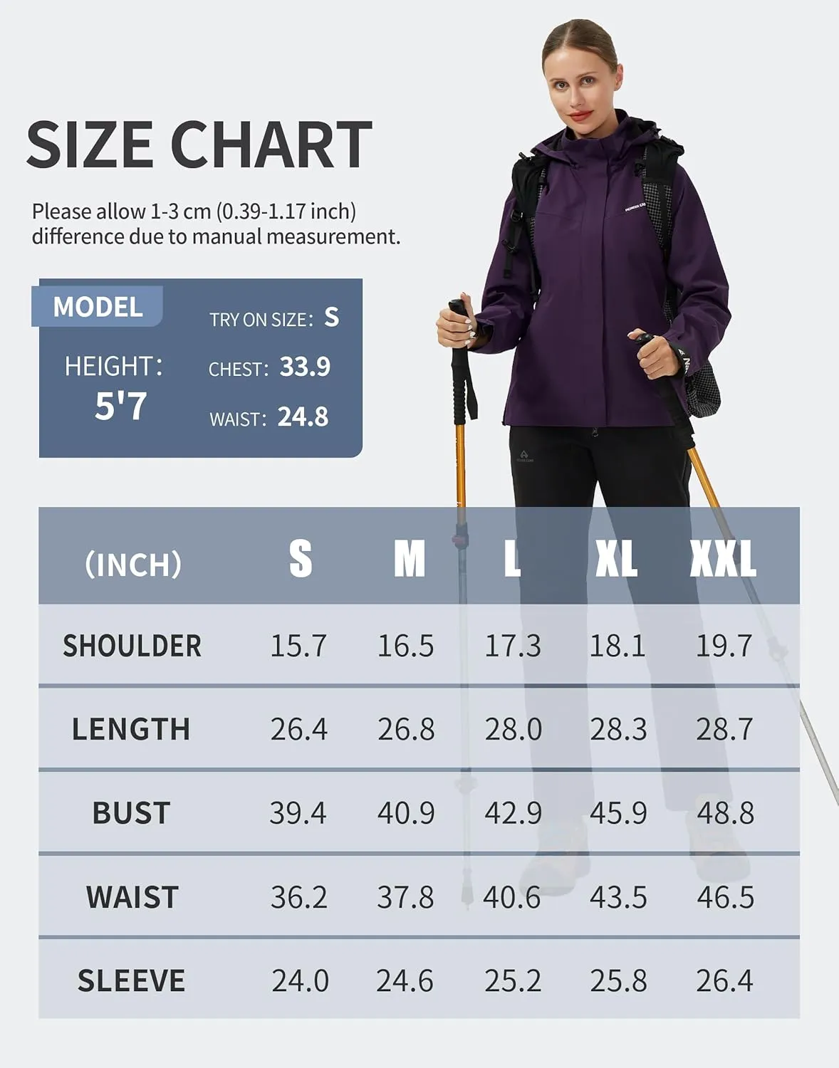 Pioneer Camp Women's Rain Jacket with Hood Waterproof Windbreaker Rain Coats Lightweight Raincoat for Outdoor Hiking Travel