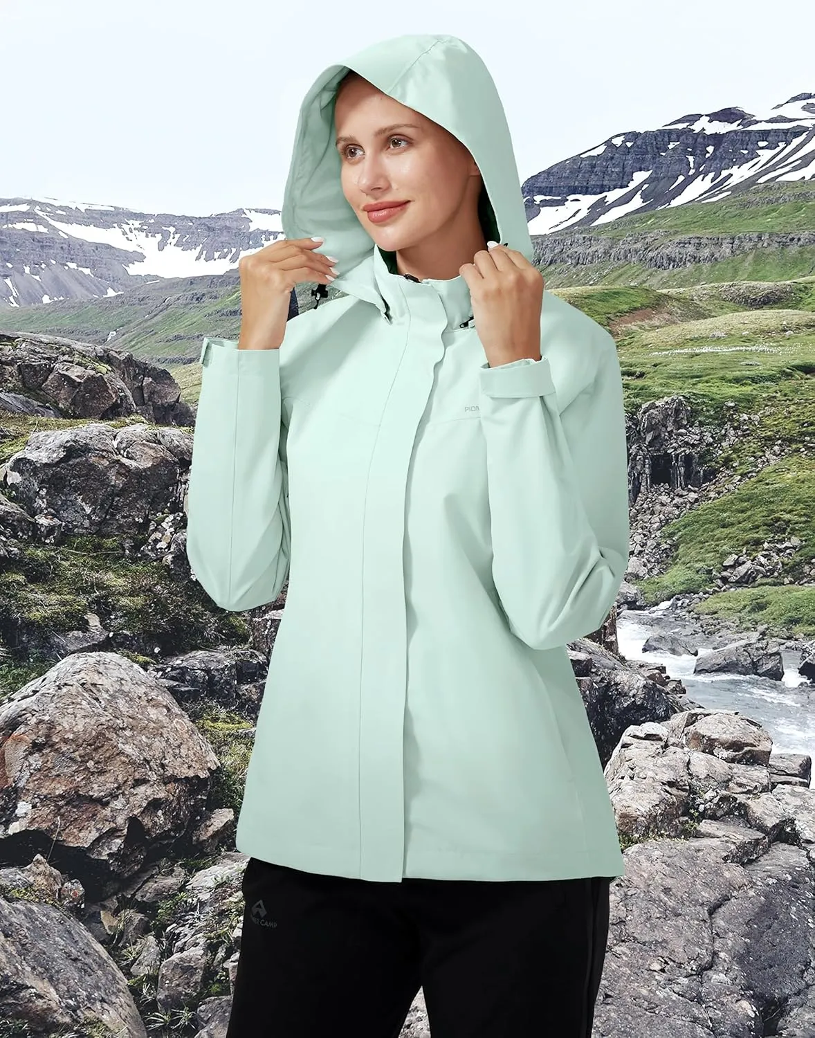 Pioneer Camp Women's Rain Jacket with Hood Waterproof Windbreaker Rain Coats Lightweight Raincoat for Outdoor Hiking Travel