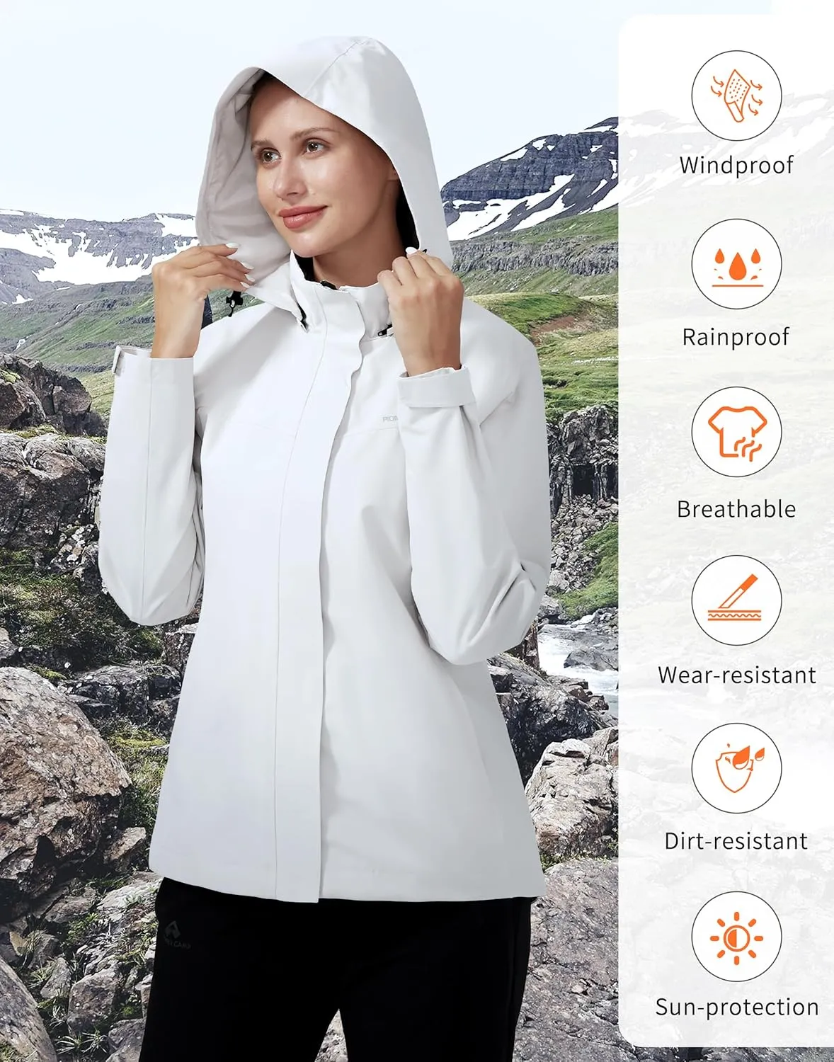 Pioneer Camp Women's Rain Jacket with Hood Waterproof Windbreaker Rain Coats Lightweight Raincoat for Outdoor Hiking Travel