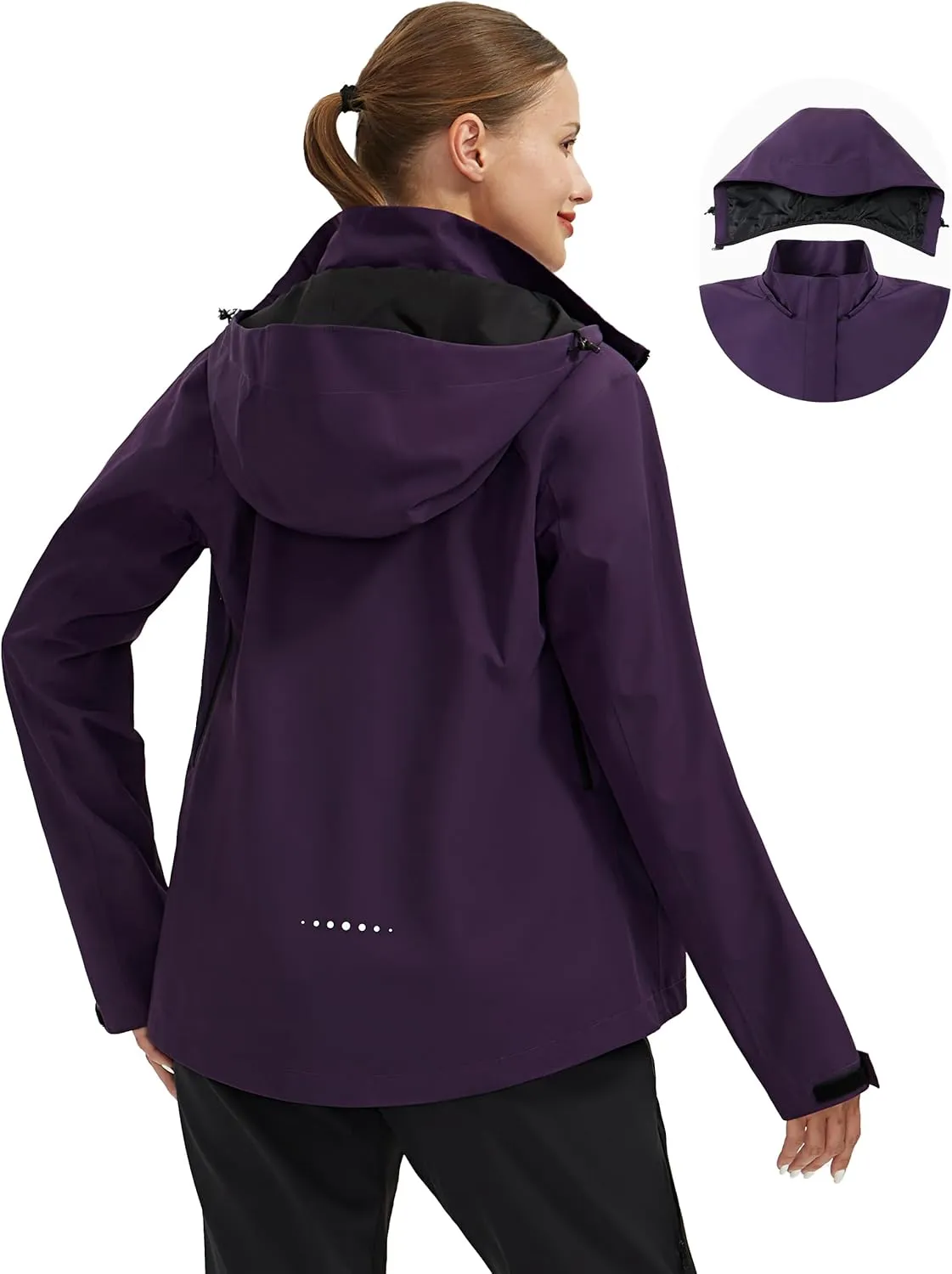 Pioneer Camp Women's Rain Jacket with Hood Waterproof Windbreaker Rain Coats Lightweight Raincoat for Outdoor Hiking Travel