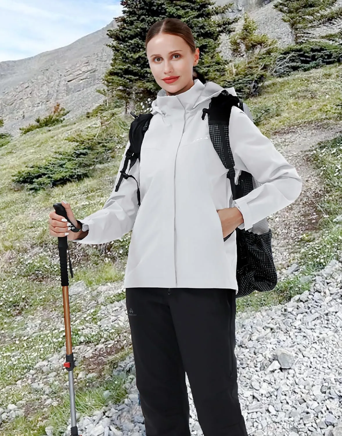 Pioneer Camp Women's Rain Jacket with Hood Waterproof Windbreaker Rain Coats Lightweight Raincoat for Outdoor Hiking Travel