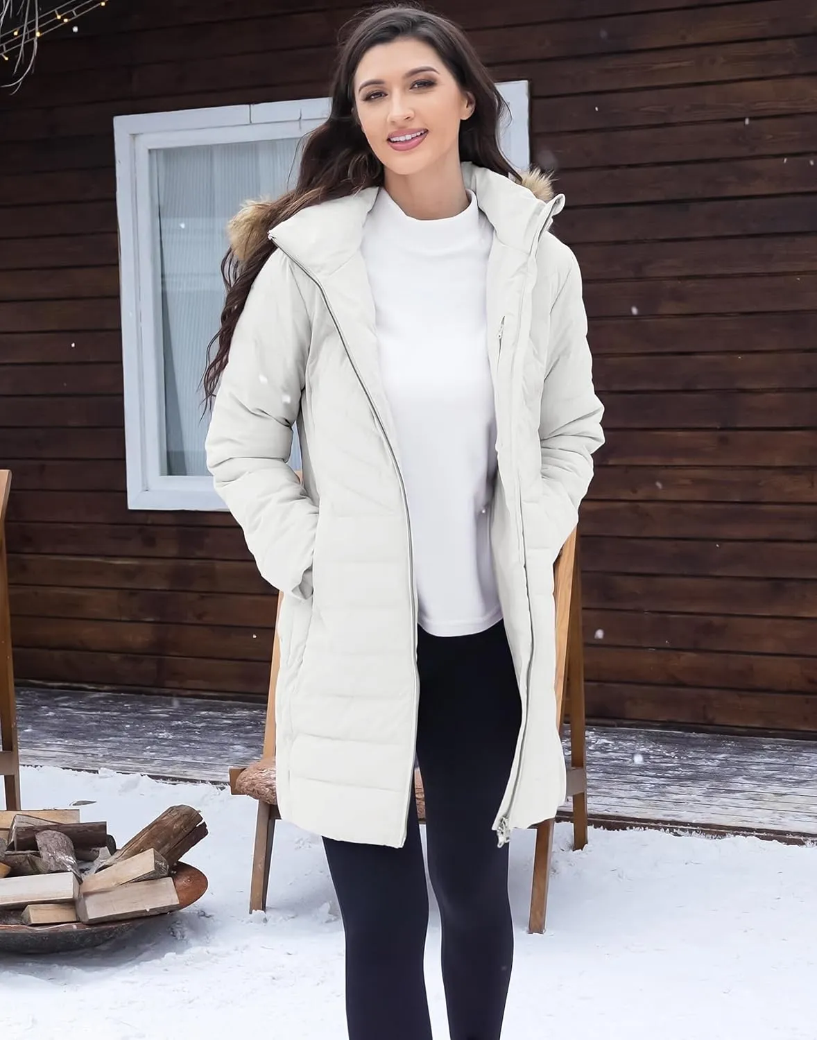 Pioneer Camp Women's Winter Coats Warm Thicken Long Puffer Jacket Waterproof Quilted Parka with Removable Faux Fur Hood