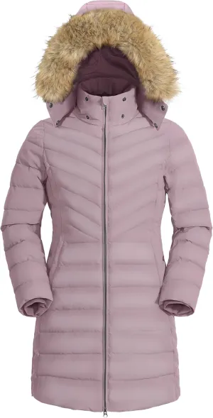 Pioneer Camp Women's Winter Coats Warm Thicken Long Puffer Jacket Waterproof Quilted Parka with Removable Faux Fur Hood