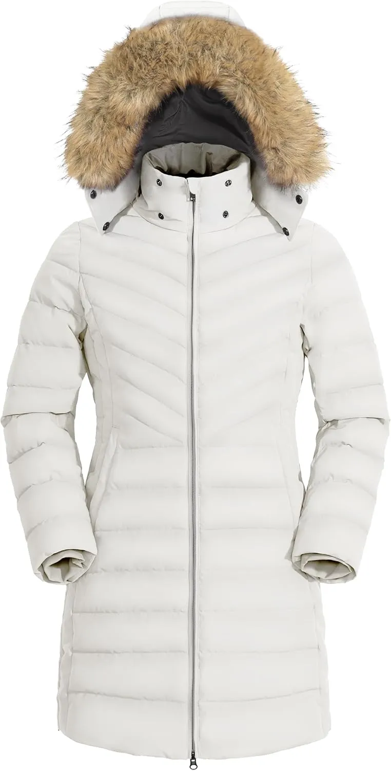 Pioneer Camp Women's Winter Coats Warm Thicken Long Puffer Jacket Waterproof Quilted Parka with Removable Faux Fur Hood