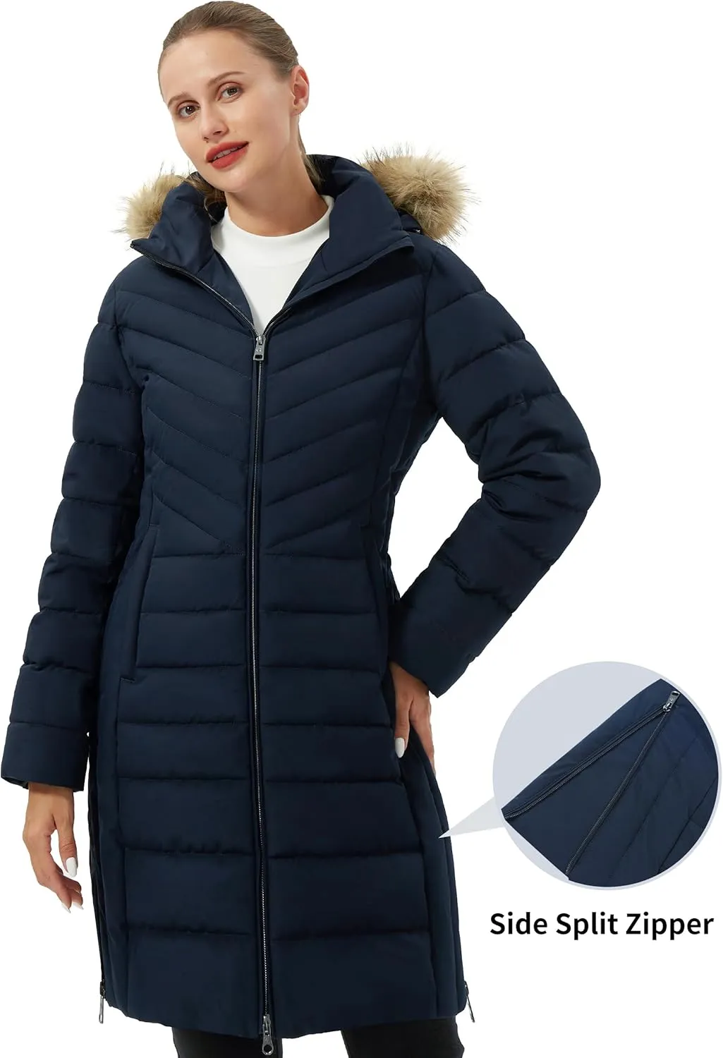 Pioneer Camp Women's Winter Coats Warm Thicken Long Puffer Jacket Waterproof Quilted Parka with Removable Faux Fur Hood