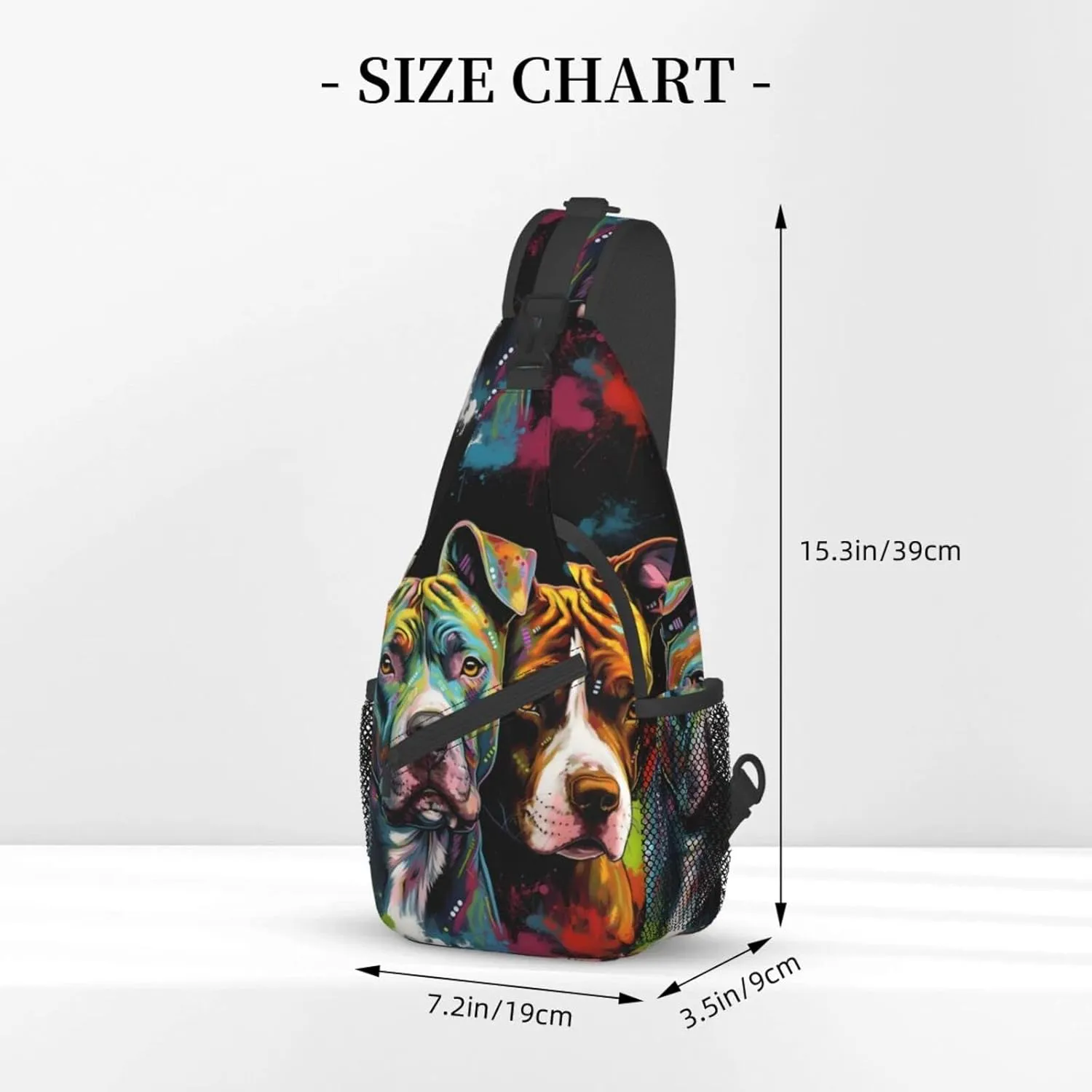 Pitbull Florescent Dog Hiking Daypacks Cross-body Sling Backpack for Men Women Outdoor Cycling Hiking Travel