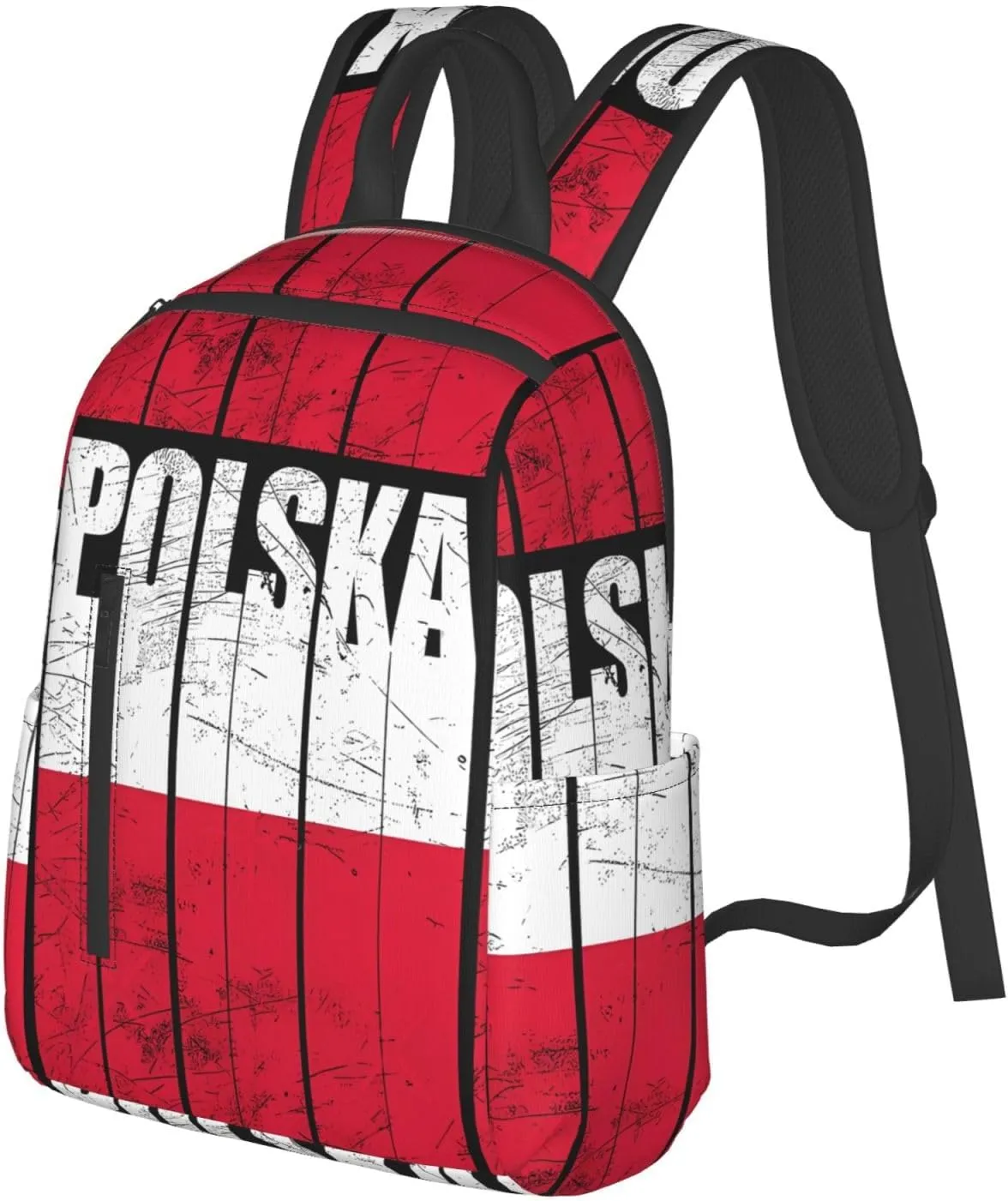 Polish Flag Poland Polska Flags Travel Backpacks Casual Laptop Backpack Sport Rucksack Large Capacity Daypack Multi-Pockets Adjustable Strap Bag for Working Hiking