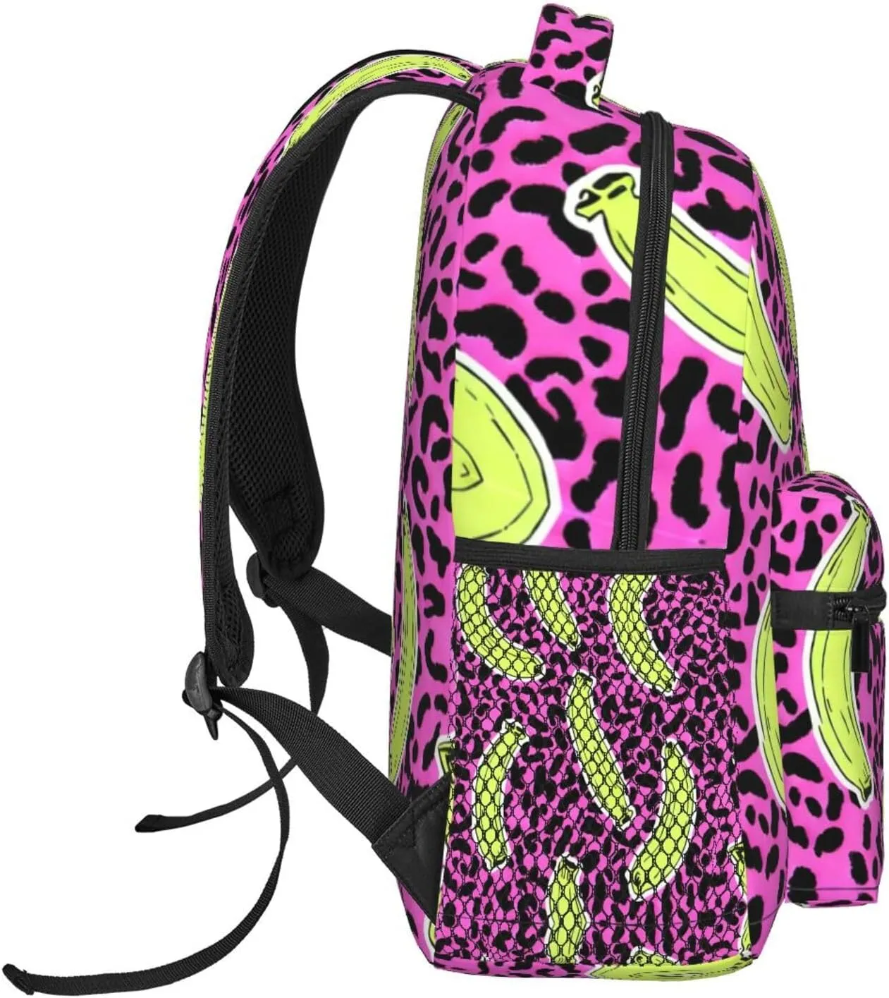 Polyester Daypack Backpack for Climbing Outdoors Running - Big Capacity Multipurpose Anti-Theft Bookbag, Banana Leopard Pattern Travel Hiking & Camping Rucksack