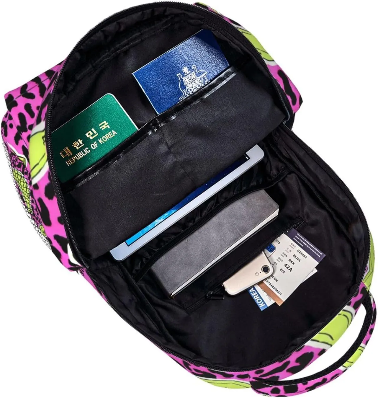 Polyester Daypack Backpack for Climbing Outdoors Running - Big Capacity Multipurpose Anti-Theft Bookbag, Banana Leopard Pattern Travel Hiking & Camping Rucksack